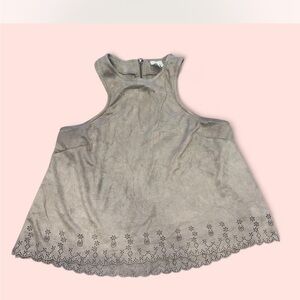 Paper Crane Tan Embellished Boxy Tank Top